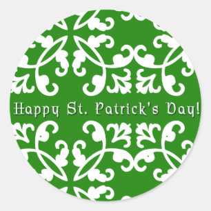 Groene en witte wervelingen St. Patrick's Day Stic Ronde Sticker