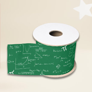 Groene en witte wiskundige formules en vergelijkin grosgrain lint