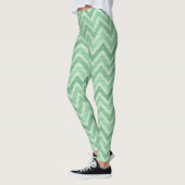 Groene en witte zigzag Chevron Leggings (Links)