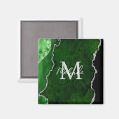 Groene en Zilveren Marmeren Agaat Magneet (Voorkant / Achterkant)