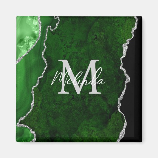 Groene en Zilveren Marmeren Agaat Magneet (Voorkant)