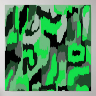 Groene en zwarte Abstracte kunst Poster