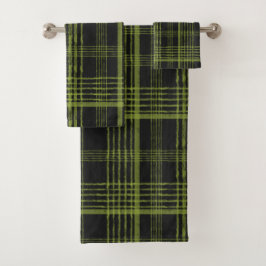 Groene en zwarte badhanddoekset bad handdoek