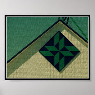 Groene en zwarte Barn Quilt, Faux Poster