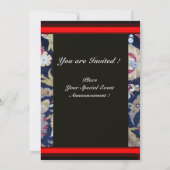 GROENE EN ZWARTE BLAUWE DAMASK, RODE WAX SEAL MONO KAART (Achterkant)