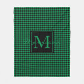 Groene en Zwarte Buffel geruite Monogrammed Custom Fleece Deken (Voorkant)