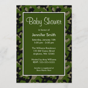 Groene en zwarte Camo Baby Shower-uitnodigingen Kaart