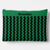 Groene en zwarte Chevrons - GROTE accessoirezak Etui (Voorkant)