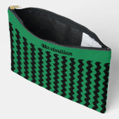 Groene en zwarte Chevrons - GROTE accessoirezak Etui (Open)