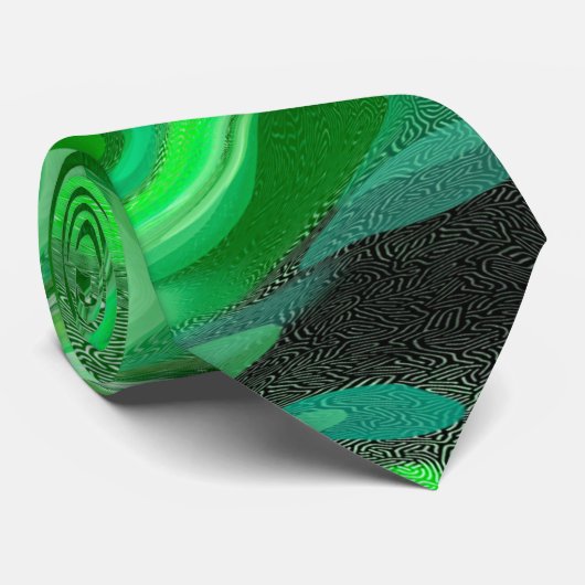 Groene en zwarte digitale lichtvlek stropdas (Opgerold)