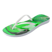 Groene en zwarte digitale lichtvlek teenslippers (Schuin)