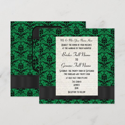 Groene en zwarte dwerg officiële bruiloft kaart (Voorkant / Achterkant)