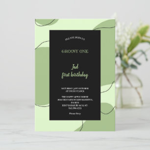 GROENE EN ZWARTE GROOVY UITNODIGING