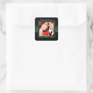 Groene en zwarte liefde nooit foto mislukt vierkante sticker