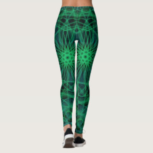 Groene en zwarte mandala-geïnspireerde leggings