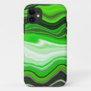 Groene en zwarte marmer als Striped Fluid Art iPhone 11 Hoesje