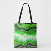 Groene en zwarte marmer als Striped Fluid Art Draagtas (Voorkant)