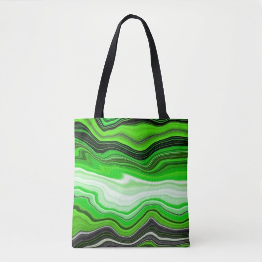 Groene en zwarte marmer als Striped Fluid Art Draagtas (Voorkant)