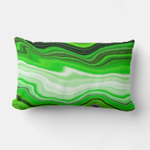 Groene en zwarte marmer als Striped Fluid Art Kussen