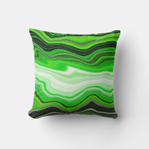 Groene en zwarte marmer als Striped Fluid Art Kussen