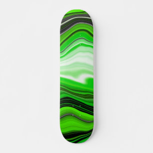 Groene en zwarte marmer als Striped Fluid Art Skateboard