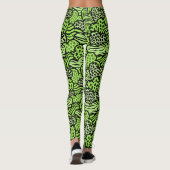 Groene en zwarte meisjesachtige dierenprint harten leggings (Achterkant)