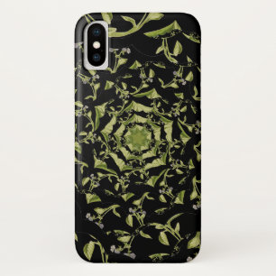Groene en zwarte natuur hypnose fractal iPhone x hoesje