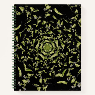 Groene en zwarte natuur hypnose fractal notitieboek