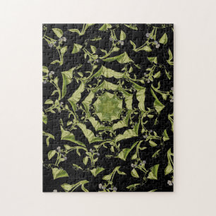 Groene en zwarte natuurhypnose fractal legpuzzel
