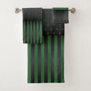 Groene en zwarte poka dots en stripes bad handdoek