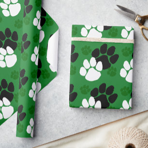 Groene en zwarte pootafdruk cadeaupapier