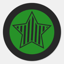 Groene en Zwarte Ster Ronde Sticker