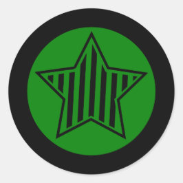 Groene en Zwarte Ster Ronde Sticker