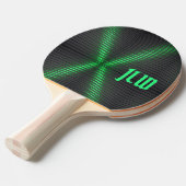Groene en zwarte streep-techniek met Initialen Tafeltennisbatje (Voorkant Gekanteld)