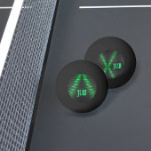 Groene en zwarte strepen Abstract met Initialen Pingpongballen