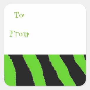 Groene en zwarte strepen cadeaubijsluiters vierkante sticker