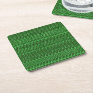 groene en zwarte textielstrepen vierkante kartonnen onderzetter