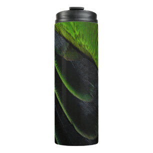 Groene en zwarte vlechttextiel thermosbeker