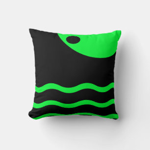 Groene en Zwarte Wave Decor gooien kussen