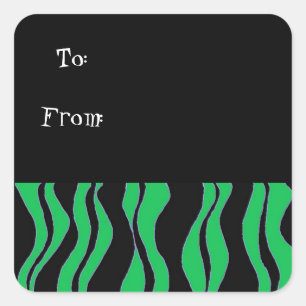 Groene en zwarte zebraprint cadeaublaadjes vierkante sticker