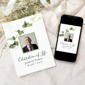 Groene Engelse Ivy Waterverf Celebration of Life Kaart