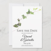 Groene Engelse Ivy Waterverf Wedding Save the Date (Voorkant)