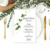 Groene Engelse Klimop Wingerd Aquarel Trouwmenu Flyer