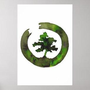 Groene Enso Bonsai Cirkel Poster