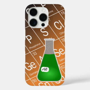 Groene Erlenmeyer (met Initialen) Chemie iPhone 16 Pro Hoesje