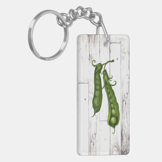 Groene Erwten Erwten Wit Hout Rustieke Boerderij C Sleutelhanger (Voorkant Links)