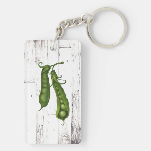 Groene Erwten Erwten Wit Hout Rustieke Boerderij C Sleutelhanger (achterkant)