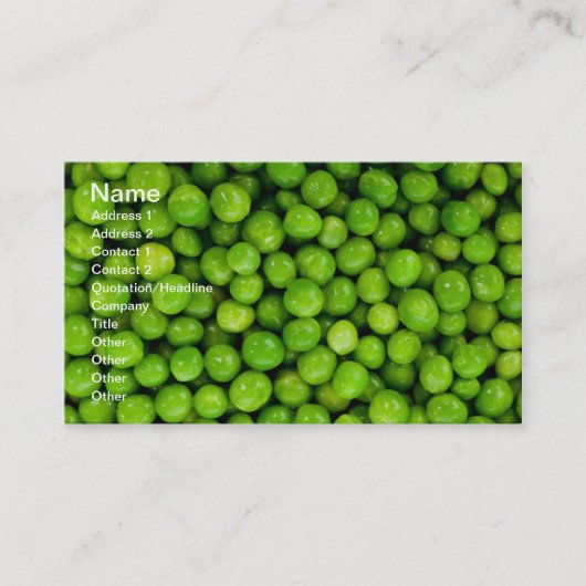 Groene erwten visitekaartje (Voorkant)