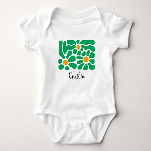 Groene Esthetische Bloem Baby Jersey Bodysuit (Voorkant)