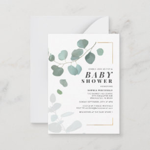 Groene Eucalyptus Baby Shower Uitnodiging
